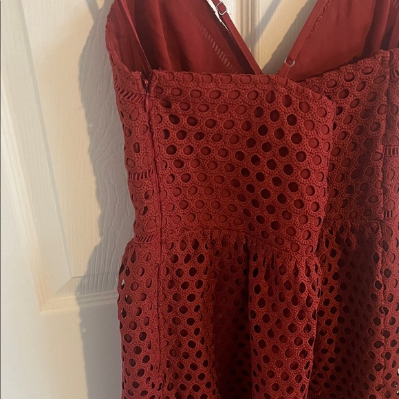 Abercrombie & Fitch Red Eyelet Mini Dress - Picture 5 of 9